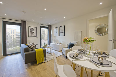 One-Bedroom Apartment with 2 Beds, Living Room & Kitchen